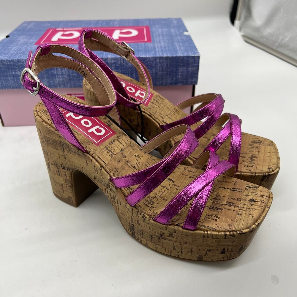 Pop Womens Admission Heeled Sandals Pink Fuschia Size 6.5M